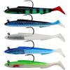 TopHomer 5 esche da pesca a coda di pagaia, in plastica morbida, con testa jig, per spigola, trota e scorfano, acqua dolce salata