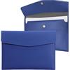 YSDINK Busta portadocumenti A4 in pelle PU con chiusura in metallo, impermeabile ed estensibile, grande capacità per cartelle, portafoglio, ufficio, scuola o viaggio, elegante e versatile (blu scuro)