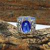 Bellissimo Tanzanite Gemma 925 Argento Sterling Artigianale Anello Tutti Misura