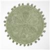 HOMESCAPES Tappetino da bagno rotondo in cotone, motivo floreale, super assorbente, rotondo, con pompon, 60 cm, colore: verde salvia