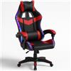 Shally Dogan Sedia Gaming da Scrivania con Striscia LED RGB Multicolore, Rivestimento in Ecopelle, Schienale Reclinabile, Altezza Regolabile da 106 a 116 cm, Poltrona da Ufficio, Cameretta (Rosso)