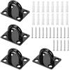 Swpeet 4 pezzi M5 304 in acciaio inox piastra con occhio quadrata nera con viti e ancoraggi in plastica, kit assortito, ganci per hardware marino, ganci a U da soffitto, ganci a occhiello per