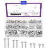 Swpeet 330 pezzi rivetti M4 × 6mm 10mm 14mm 20mm 25mm in alluminio massiccio a testa braciere, rivetti in alluminio, finitura liscia, testa universale, alta resistenza alla corrosione per riparare