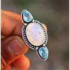 Anello In Argento 925 Con Pietra Di Luna Naturale, Misura S-67A, 3 Mm