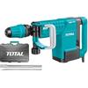 TOTAL - Martello Demolitore Elettrico - 1500W - 1900 Impatti/min - Sistema Antivibrazione e SDS max - Forza di 25 J di Impatto - Include 2 Cunei e Valigetta