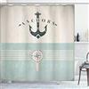 ABAKUHAUS Nautico Tenda da Doccia, Marine Anchor Vintage, Tessuto Set di Decorazioni per il Bagno con Ganci, 175 x 200 cm, Beige Schiuma Di Mare Verde Reseda