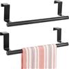SRTSTR 2 Pezzi Porta Strofinacci Cucina Senza Forare Porta Asciugamani Cucina da Appendere 36cm Appendi Strofinacci Cucina Portasciugamani in Acciaio Inossidabile Barra Canovaccio per Bagno Nero