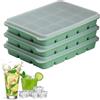 LYQOQYL Stampo per cubetti di ghiaccio in silicone con coperchio, 3 pezzi, 45 scomparti, in silicone, per cocktail, whisky, vino, frutta, puree, gelato, tè freddo (verde oliva*3)