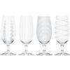 Mikasa Cheers Bicchieri da Birra in Cristallo con Lavorazione Artigianale e Incisione Decorativa, Effetto Argento, 460 ml, Set da 4 Pezzi