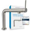 Bächlein Rubinetto da cucina Boyano (acciaio inox spazzolato) - Rubinetto girevole monocomando in ottone di alta qualità - Rubinetto da cucina con leva in avanti