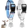 Yeyeplum Confezione da 2 collari di capra a righe blu e bianche a scacchi con campana in rame al pascolo e collare regolabile in nylon per pastori primaverili ed estivi, accessori per animali da fattoria