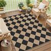 PureCozy Tappeto da Esterno Salotto 120x170cm Lavabile Antiscivolo Tapette Marrone Nero Tappeti Juta Simil Carpet Camera da Letto Giardino Balcone Terrazza Impermeabile Rug
