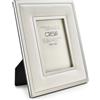 CRESIA Portafoto Cornice in Acciaio e Vera Pelle 13x18cm Bianco