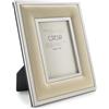 CRESIA Portafoto Cornice in Acciaio e Vera Pelle 13x18cm Panna