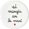 SIMPLE DAY Piatto Pizza Si Mangia con Le Mani 31,5cm Bianco Ceramica