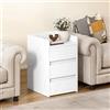 YITAHOME Bedside Table with 3 Drawers and Power Station, Modern Nightstand End Table, Water-Resistant Storage Side Table for Living Room and Bedroom, 35 x 40 x 59 cm (Marble White)
