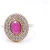 Anello Due Toni In Argento 925 Lab-Created Ruby E Zircone 5.1 Gm Misura 9.7
