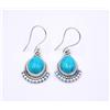 Orecchini In Argento Sterling 925 Con Turchese Lab-Created Cabochon 4,30 Gm 1"