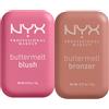 NYX Professional Makeup Buttermelt Bronzer in Polvere Dona un Look Abbronzato Naturale 03 Deserve Butta 5g + Buttermelt Blush in Polvere per Incarnato Fresco e Colorato For The Butta 5g- Set da 2