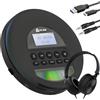 KLIM Nomad - Lettore cd portatile - Batteria a Lunga Durata - Include Auricolari - Compatibile con CD-R, CD-RW, MP3 - Lettore SD, Radio FM, Bluetooth - Ideale per Auto - Hi-Fi - Nuovo