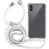 MyGadget Cover per iPhone X | Xs - Custodia con Corda - Case con Cordino Trasparente Antiurto con Laccio | Tracolla - Practical Stylish - Bianco