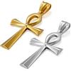 JewelryWe Collana Croce Pendente da Uomo Donna Crocifisso Egiziano Ankh Catena in Acciaio Inox Croce collana d'Oro Argenteo, 2 Pezzi