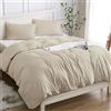 Cotopuro Copripiumino Matrimoniale 100% Cotone 260x240 (2 Federe 50x80), Set Copripiumino in Premium Cotone 150GSM OEKO-TEX, Morbida, Traspirante, Ipoallergenica - Beige