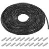 QUARKZMAN 4mm x 5m Nastro di Strass Catena con Strass Corda Cristallo Lacci Scarpe per Decorazione Fai Da Te Sneakers Maglioni Creazione di Gioielli Vestiti, Nero con Aghi Connettori