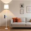 SIBRILLE Lampada da Terra Salotto, 9W con Telecomando, 3000K-6000K Lampada da Lettura con E27 Lampadina, Lampade da Terra per Camera da Letto e Ufficio, Paralume Bianco in Lino,Palo Bianco