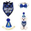 Qzakce Set di Bandana di Compleanno per Cani Bandana, Cravatta, Cappello Compleanno con pompon, Numeri Bling Adesivi per Animali Domestici Cappello Festa Cane Gatto Pet 4 Pezzi Blu
