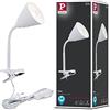 Paulmann 95431 Lampada a morsetto Vitis con braccio flessibile rotonda max. 20 Watt lampada con interruttore su cavo bianco metallo, plastica E14