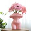 GUGUGO Vaso a forma di fungo femminile per decorazione, eccentrico e unico, carino e divertente, decorazione bohémien, per casa e bagno, vaso per fiori, estetica moderna per la casa, rosa