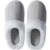 shoeslocker Pantofole da donna in memory foam per interni, pelose, lavorate a maglia, comode, senza lacci, scarpe da casa, A-grigio, taglia 40
