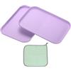 PATIKIL 24x17.5cm Vassoio Plastica, 2Pz Piatti Rettangolari Piccoli Vassoi da Portata Decorativo Vassoio con Panno Riutilizzabili Alimenti Grano per Dessert Frutta Torte,Viola
