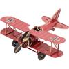 HERCHR Modello di Aeroplano in Metallo Vintage, Biplano in Metallo Modello di Aeroplano per Aliante per Desktop Ufficio caffè Decorazione (Rosso)