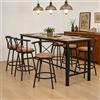 MEUBLE COSY Set di 6 Sgabelli da Bar Girevole a 360°, Altezza di 63cm, con Schienale e Poggiapiedi, Imbottiti in Pelle Scamosciata, per Bancone, Cucina, Sala da Pranzo e Casa, Marrone