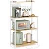 VASAGLE Scaffale da Cucina con Multipresa, Bar Caffèa 4 Ripiani con 8 Ganci a S, Ripiano Regolabile, Supporto per Microonde, 40 x 80 x 140 cm, Rovere Dorato e Bianco Nuvola KKS029YA02