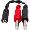 Hosa YMP-434, Stereo Breakout, 3.5 mm TRSF to Dual 1/4 in TS