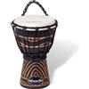 World Rhythm Tamburo Djembe World Rhythm da 30 cm (12) con pelle di capra da 7 - Tamburo in stile africano intagliato a mano con accordatura a corda, finitura nera a spirale