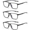 Hubeye 3 Paia Occhiali da lettura Sportivo da Uomo e Donna Lettore TR90 Ultraleggero Quadrato Confortevole Flessibile Occhiali Anti luce blu 1.00