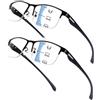 Viseng 2Pack occhiali da lettura metallo anti luce blu ultraleggero rettangolo con mezza cornice per uomo o donna 3.5