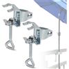 EXLECO 2 Pezzi Supporto per Ombrellone da Balcone, Morsetto da Tavolo Portatile per Aste di Ø 19-32mm, Regolabile Clip in Acciaio Zincato, per Ringhiere, Giardino e per Ombrello Parasole da Esterno