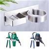 WAYASI Appendi Phon Bagno, Porta Piastra per Capelli, Porta phon da Muro Senza Foratura, Supporto per asciugacapelli e Piastra lisciante Autoadesivo, Supporto da Parete (Argento)