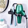 WAYASI Appendi Phon Bagno, Porta Piastra per Capelli, Porta phon da Muro Senza Foratura, Supporto per asciugacapelli e Piastra lisciante Autoadesivo, Supporto da Parete (Nero)