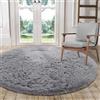 Tinyboy-hbq Tappeto Shaggy Rotondo Tappeti Soggiorno Pelo Lungo Adatto per Tappeto da Soggiorno Soffice Cuscino Rotondo per Divano con Moquette Antiscivolo(Grigio, Diametro 140 cm)