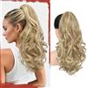 Sofeiyan Coda Cavallo con Pinza 43cm Ricci Ondulati Naturali Capelli Sintetici Posticci Extension Coda di Cavallo per Donna, Biondo Cenere Scuro Misto Biondo Platino