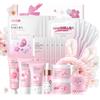 LAIKOU Sakura Skin Care Adolescente da Viaggio, 8 Pezzi Kit Pulizia Viso Ragazza, Kit Crema Viso Giorno e Notte, con Detergente Crema Contorno Occhi Siero Maschera Idratante e Maschera Collo (11pcs)