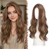 FESHFEN Parrucca Lunga Ondulata - Lace Front Parrucca per Donna Lunghe Ondulate Castano Misto Biondo Wigs Naturali Sintetici Capelli Parrucche Uso Quotidiano Festa, 60 cm