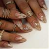 AuraFusion 24 Pezzi Unghie D'Oro Press On con Set Gel Gelatina - Unghie French Tips con Design Stella di Diamante - Adatte per Donne e Ragazze
