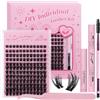 GLAMLASH Ciglia Finte Ciuffetti Kit Extension Ciglia Lash Clusters con Bond e Rimuoviciglia 8-16mm,DIY Eyelash Extension Kit (DM-FD31)
